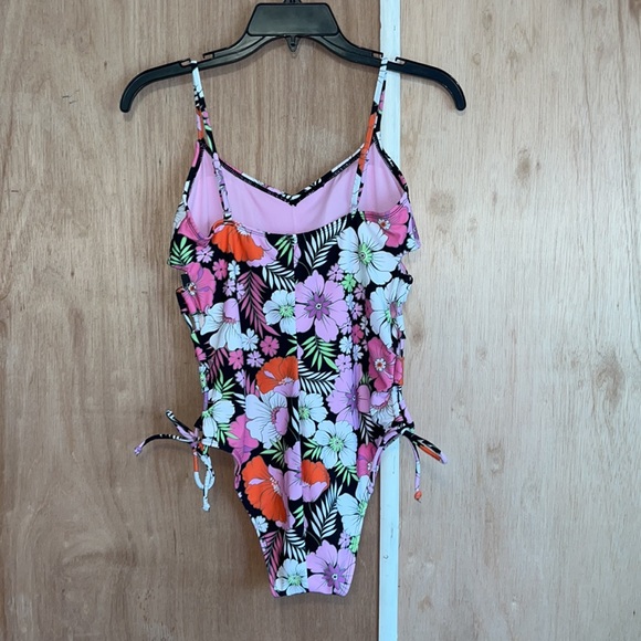 SALT + COVE JUNIORS LACE-UP-SIDES ONE-PIECE SWIMSUIT Sz LARGE - Picture 3 of 11